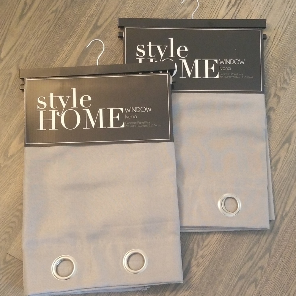 NWT Grey window panels with silver grommets